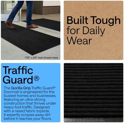 GORILLA GRIP Traffic Guard Indoor Outdoor Heavy Duty Door Mat, 70x24 Black - Image 3
