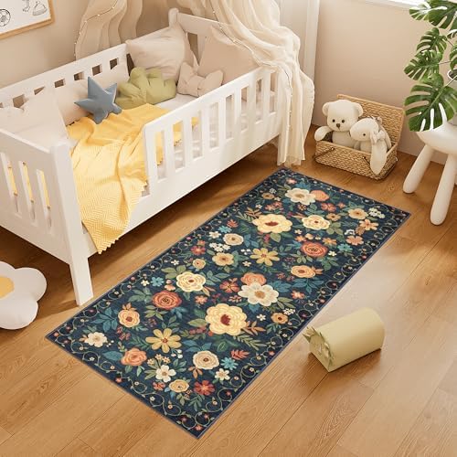 DUKINO 2x5 Runner Rug, Floral Washable Rug - Image 4