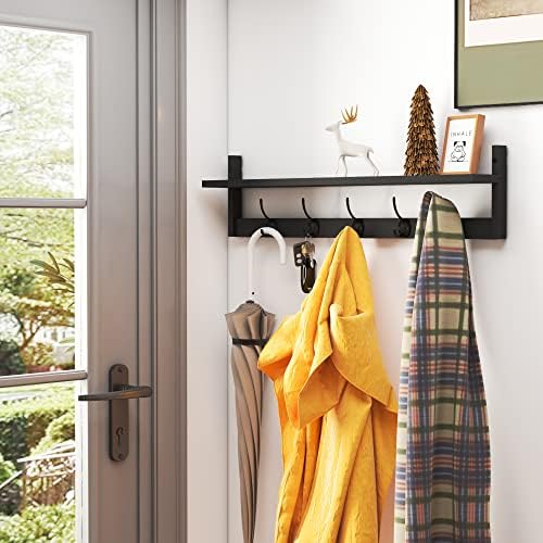 AMBIRD Wall Hooks with Shelf Entryway Hanging Wood Coat Hooks with Shelf - Image 2