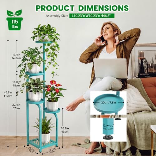 TOSKING Tall 5-Tier Square Meta Plant Stand Indoor Outdoor - Image 4