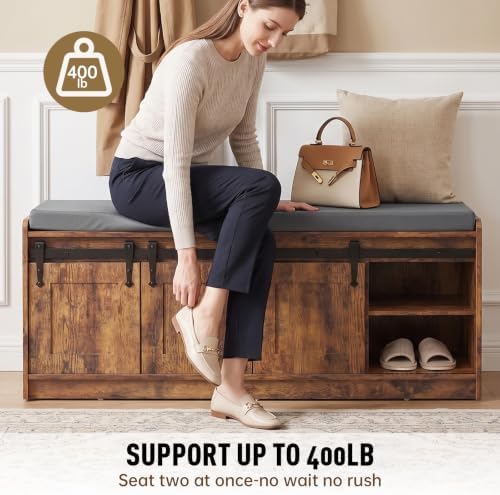 42" Farmhouse Shoe Storage Bench - Image 4