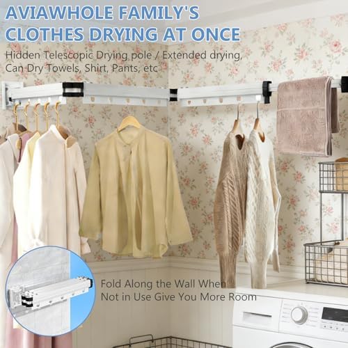 Clothes Drying Rack Wall Mounted, 3-Fold Space-Saving Drying Rack Clothing - Image 5