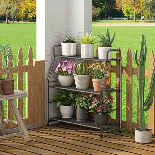 Simple Trending Plant Stand Outdoor Indoor 3 Tier Metal Waterproof Plant Shelf - Image 5