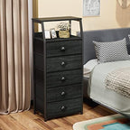 Furnulem Black Dresser for Bedroom, Fabric Dorm Tall Nightstand - Image 6