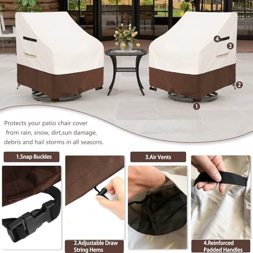 Outdoor Swivel Lounge Chair Cover 2 Pack, Waterproof Patio Chair Covers - Image 4