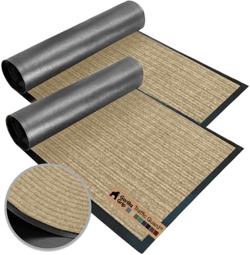 GORILLA GRIP Traffic Guard Indoor Outdoor Heavy Duty Door Mat, 35x23 Beige by GorillaGrip