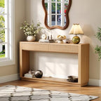 63 Inch Console Table with Storage, Fluted Wood Entryway Table by Boonatu