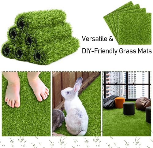 TURSTIN 30 Pcs Artificial Grass Mat, 12 x 12 Inch Synthetic Turf Squares - Image 6