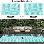 Smiry Outdoor Rug 4x6 ft Waterproof Reversible Boho Mat - Image 3
