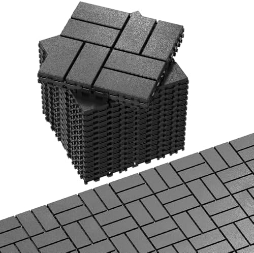 44 Pack Plastic Interlocking Deck Tiles, Patio Floor Decking Tiles by Unknown