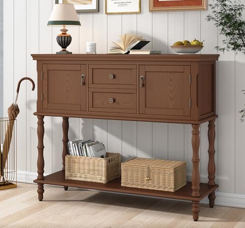 ARTPOWER Console Table with 2 Drawers, Retro Entryway Table with 2 Door by PowerofArtBetterforLife