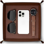 VLANDO Valet Tray Organizer, Foldable PU Leather Catchall Tray by VLANDO
