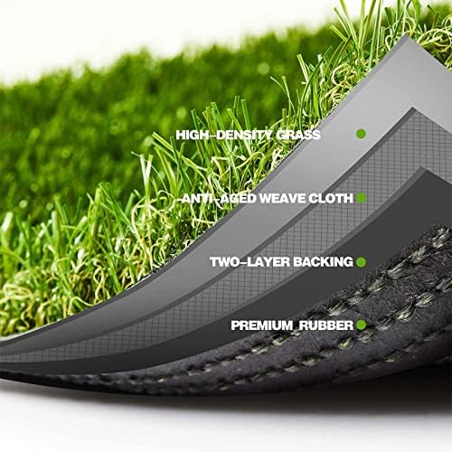 Premium Artificial Grass 9' x 44' Outdoor Rug, 1.38"" Realistic Thick Turf - Image 5