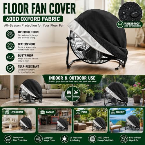 Industrial Fan Cover, 600D Oxford Heavy Duty Outdoor Fan Cover, Waterproof & - Image 2