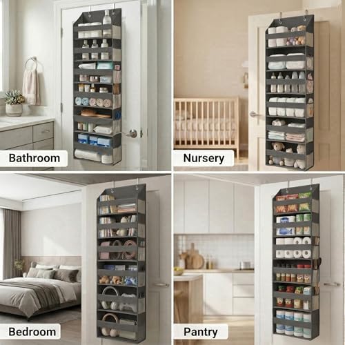 HOMELUX THEORY Over the Door Organizer, 100D Fabric, Dark Gray 1pc - Image 5