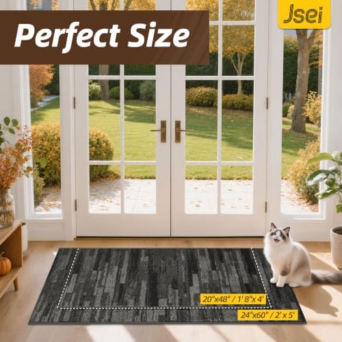 JSEI Dirt Trapper Door Mat 20"x48", Non-Slip Doormat, Light Gray - Image 2
