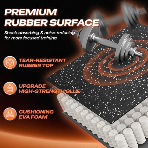 SUPERJARE 0.56'' Thick 120 Sq Ft Rubber Top Gym Flooring - Image 5