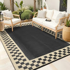 Outdoor Rug 8x10 Waterproof Patio Rugs Modern Checkered Reversible Mat - Image 2