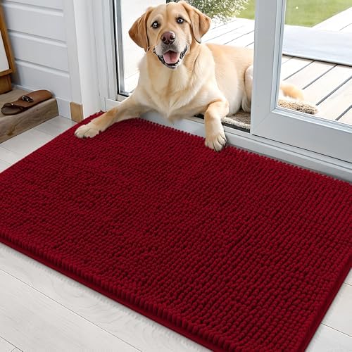 OLANLY Dog Door Mat for Muddy Paws 36x24, Super Absorbent Chenille Mud Mat by OLANLY