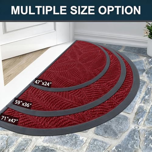 Colorxy Half Circle Waterproof Door Mat, Sturdy Rubber Doormat - Image 7