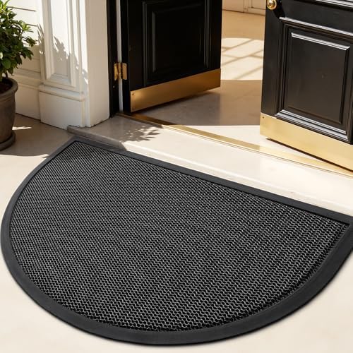 LUMI Outdoor Door Mat Traps & Hides Dirt 32x47, Outside Entrance, Half Black by LUMI