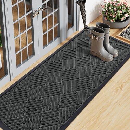 Smiry Front Door Mat Outside Entrance, Natural Rubber Doormat, 47x17 Inch by Smiry