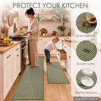 hicorfe Waffle Kitchen Runner Rugs Set of 2, Non Slip Kitchen Mats - Image 6