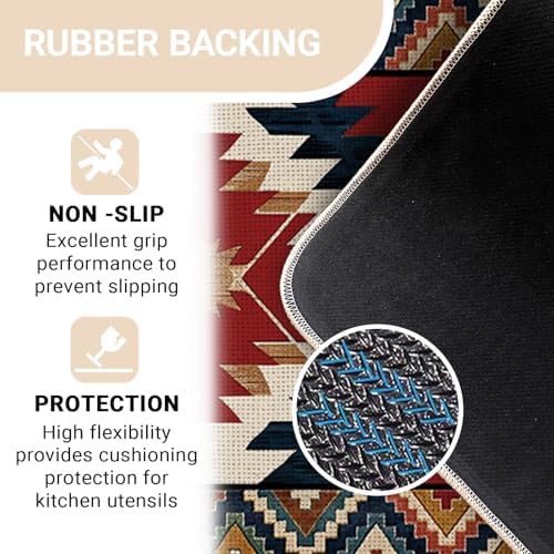 Southwest Native American Aztec Kitchen Rugs Set of 2 - Image 4