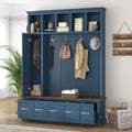 Quarte Hall Tree with Storage Bench, Open Cubbies by Quarte