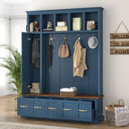 Quarte Hall Tree with Storage Bench, Open Cubbies by Quarte