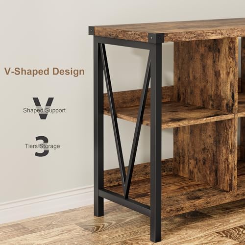 62 in Industrial 3-Tier Metal Horizontal Bookshelf - Image 7