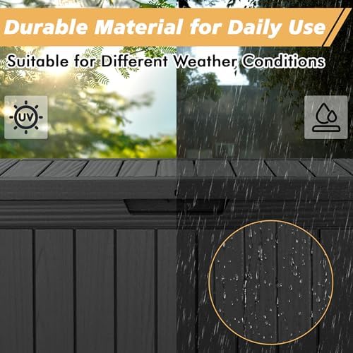 Fancyango 50 Gallon Waterproof Deck Box, Resin Outdoor Storage Box - Image 5