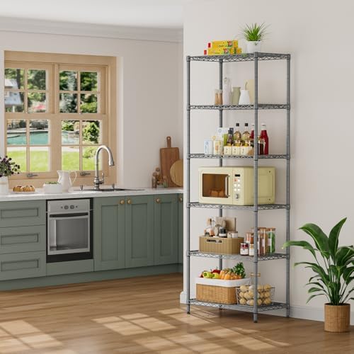 SINGAYE 6 Metal Shelves Wire Shelving Storage Shelf Adjustable Unit Pantry - Image 2