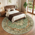 RELEANY Washable Area Rug, Round 10ft, Brick/Brown/Green - Image 2