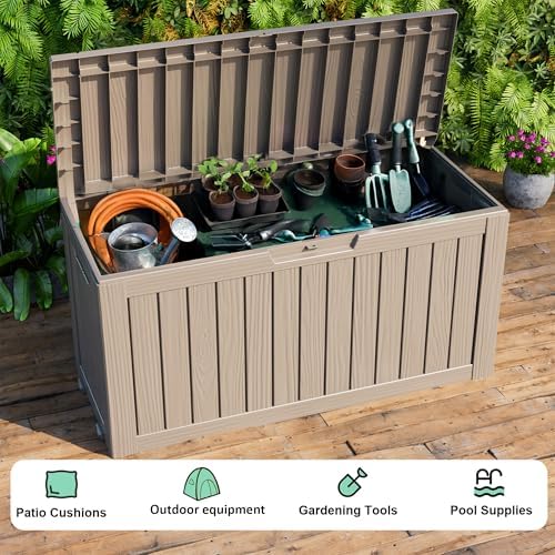 PatioZen 75 Gallon Resin Deck Box, Lockable Outdoor Storage Box - Image 6