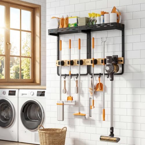 Broom Holder Wall Mount – Wall Mounted Broom, Hanging Cleaning Tool Organizer - Image 5