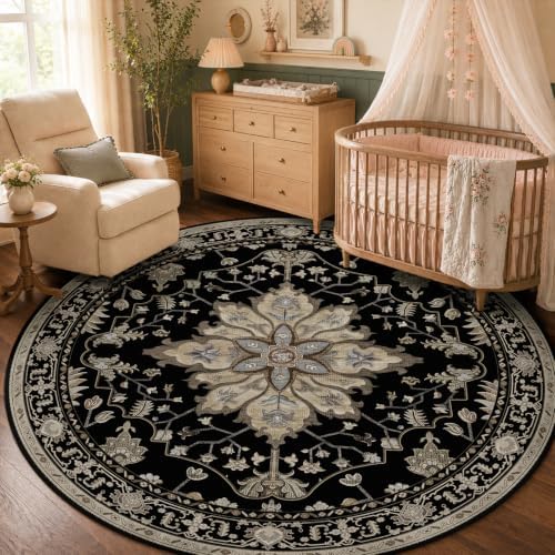 RELEANY Washable Area Rug, Round 5ft by RELEANY