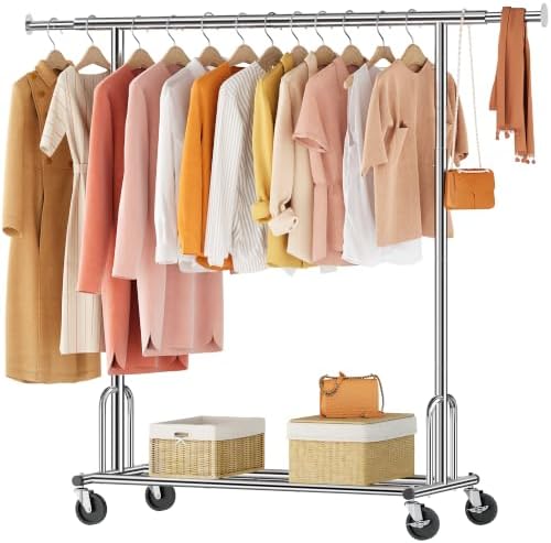 Tajsoon Clothes Rack Collapsible, Rolling Clothing Rack Heavy Duty by Tajsoon