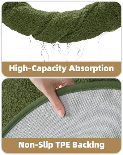 Color&Geometry Oval Green Bathroom Rugs 32x20, Extra Soft Absorbent Microfiber - Image 6