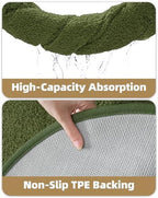 Color&Geometry Oval Green Bathroom Rugs 32x20, Extra Soft Absorbent Microfiber - Image 6