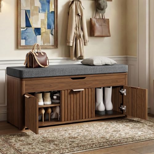 43.5" W Shoe Bench with Storage, Lift Top Entryway Bench - Image 3