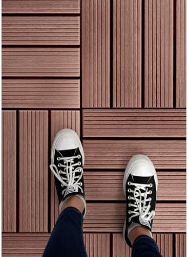 FloorPops 11.8-in by 11.8-in Straight Groove Coffee Interlocking Deck Tiles - Image 6