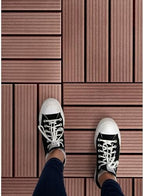 FloorPops 11.8-in by 11.8-in Straight Groove Coffee Interlocking Deck Tiles - Image 6