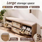 Rattan Narrow Entryway Bench - Image 7
