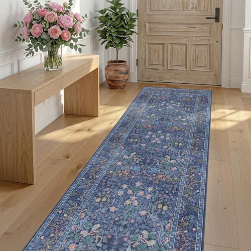 Dark Blue 2'6" x 8' Runners for Hallways Non Slip, Extra Long Floor Runner for - Image 3