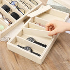JJUNW 4 Pcs Velvet Sunglasses Organizer Tray, 6 Grids Beige - Image 4