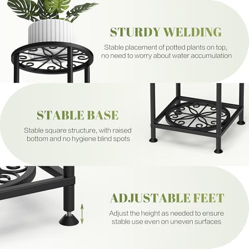 5 Tier Plant Stand Indoor Outdoor, Metal Shelf Holder Corner Black - Image 3