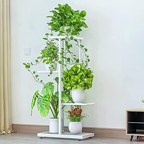 LINZINAR 4 Tier Plant Stand Indoor Outdoor Metal Corner Display Shelf - Image 3