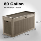 60 Gal Outdoor Storage Box Waterproof Lockable Deck Box Grey - Image 4