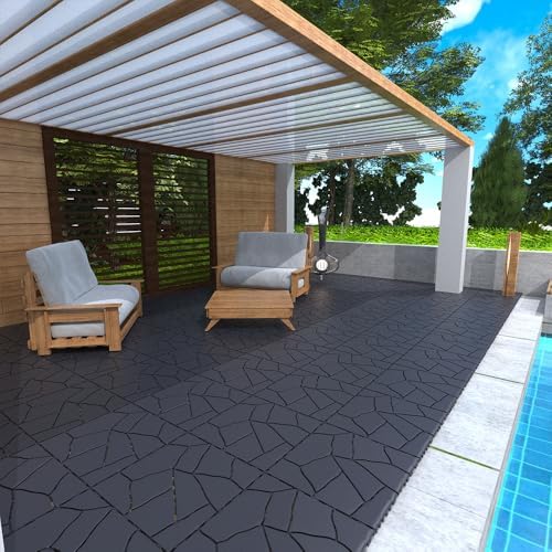 Stone Style 12" Patio Deck Tiles, DIY Module Interlocking Decking Tiles Floor - Image 6